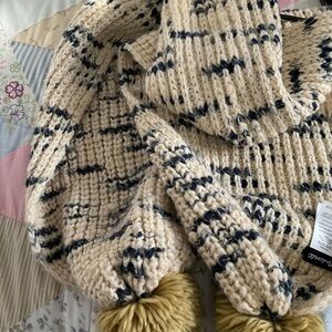 Madewell Cream and Black Knit Scarf and hat